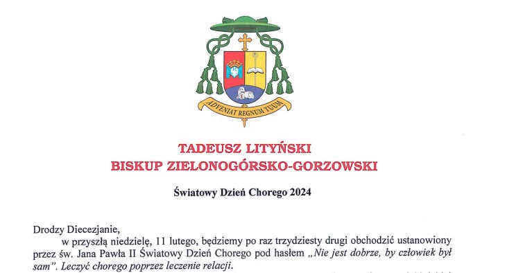 List pasterski na Światowy Dzień Chorego 2024